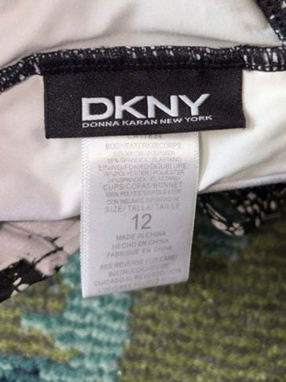 SOLD DKNY Bathing Suit Ruffle Black & White 12 - Picture 5 of 5